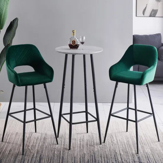 금속 다리 등받이가 있는 럭셔리 현대 벨벳 바 의자 발판