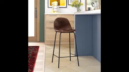 소박한 주방 카운터 현대 가죽 패브릭 나무 회전 의자